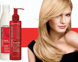 Matrix products anda woman with long blonde hair